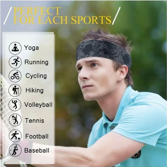 Camo Headband Stretch Sports Yoga Gym Hair Band Wrap Sweatband for Women Men US - Picture 7 of 7